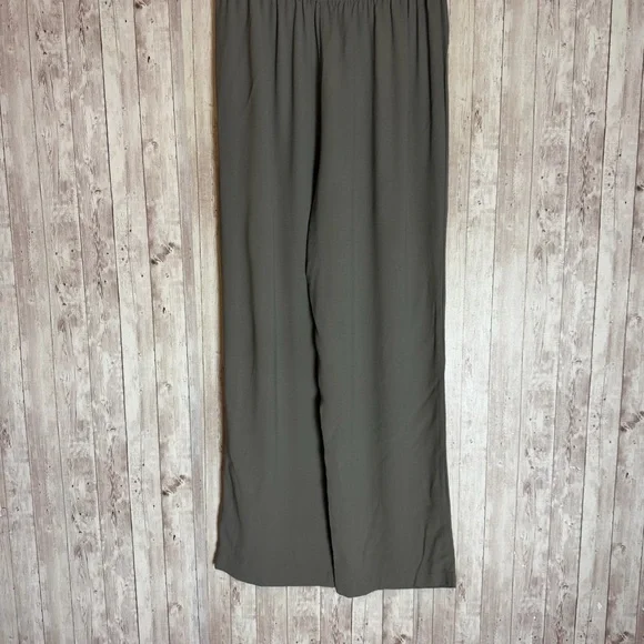 Eileen Fisher Taupe High-Rise Elastic Waist Straight Leg Pants - Picture 4 of 5